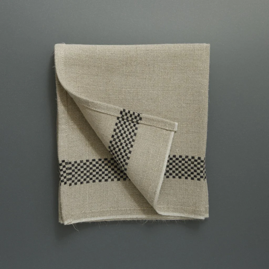 French Linen Tea Towel Chequer - Image 2